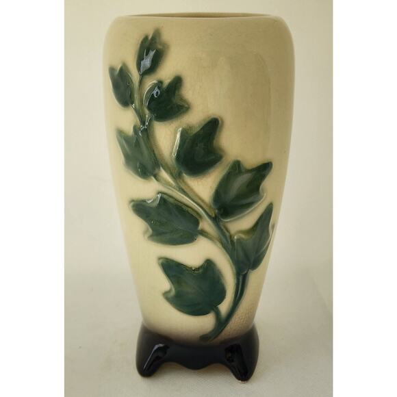 VASE-ROYAL COPLEY-Green Ivy Footed Bottom 7.25" High-Mid Century Modern - Picture 5 of 10